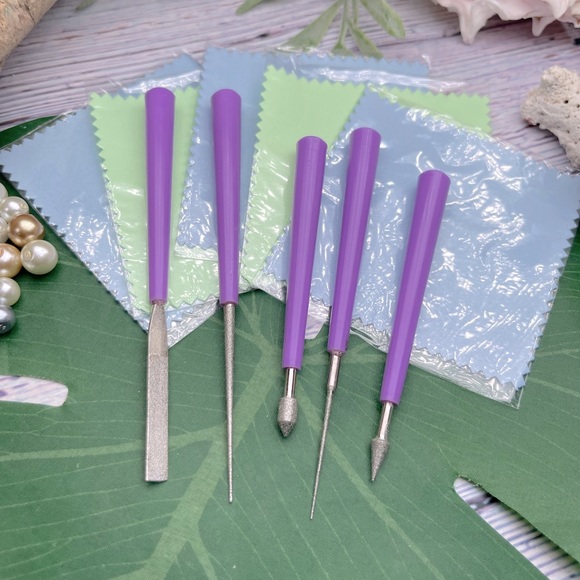 10pc DIAMOND TIPPED BEAD REAMERS & POLISHING CLOTHS JEWELRY MAKING BUNDLE LOT - Picture 6 of 16